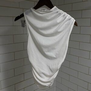 Women’s Abercrombie & Fitch White Asymmetrical Sheer Blouse